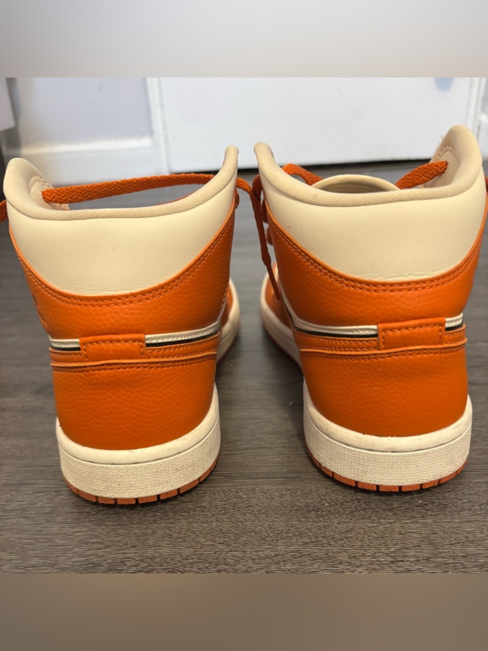 Jordan High-Top Sneakers in White & Orange - Picture 2 of 6